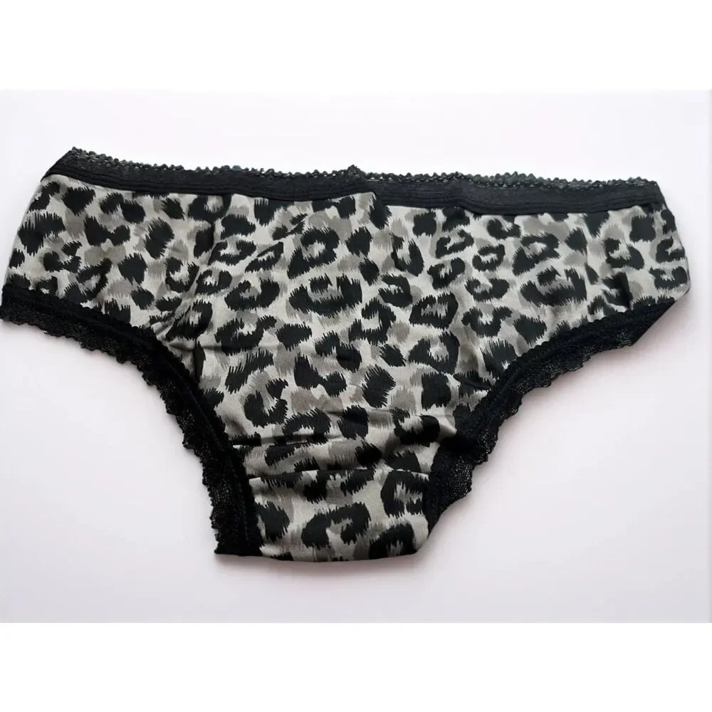 New Bikini Brief Lace Accent Animal Big Cat Small Panties Underwear NWOT
